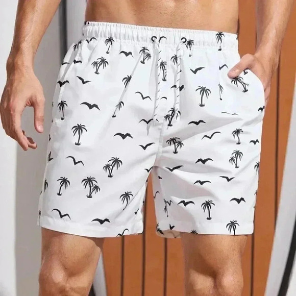 White Mens Swim Shorts - Picture 1 of 6